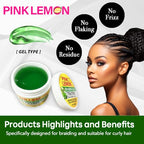 PINK LEMON Braiding Gel - Tea Tree - Maximum Hold, No Flaking, Long Lasting Hold, High Shine. For Micro, Inter, Dread, Faux, Loc, Twist, Braid, Edge. (15 oz)