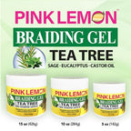 PINK LEMON Braiding Gel - Tea Tree - Maximum Hold, No Flaking, Long Lasting Hold, High Shine. For Micro, Inter, Dread, Faux, Loc, Twist, Braid, Edge. (5 oz)