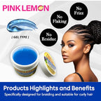 PINK LEMON Braiding Gel Peppermint - Maximum Hold, No Flaking, Long Lasting Hold, High Shine. For Micro, Inter, Dread, Faux, Loc, Twist, Braid, Edge. (10 oz)