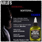 Arlo's Pro Growth Beard Oil - Scented Sandalwood Leather Fragrance, 2.5 oz, Hair Care Product for Silky Beard, Aroma-Infused to Promote Growth