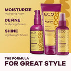 Eco Style Texture Edit Sculpting Cream - Unisex Haircare for Type 2 Curly Hair, Defines Curls, Enhances Waves, Controls Frizz, Adds Soft Hold, Shine, Moisture, 8 oz