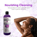 Hicks Edges Haircare Cleanser, Conditioner, and Moisturizer - Hydrating Natural Hair and Scalp Conditioning Shampoo with Lilac, 16 oz