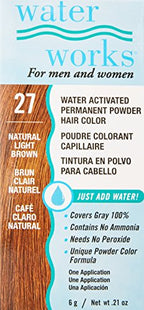 Water Works Water Activated Permanent Powder Hair Color for Men and Women, #27 Natural Light Brown