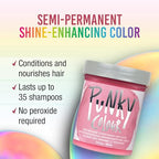 Punky Cotton Candy Semi Permanent Hair Color - Vegan & Cruelty-Free Conditioning Vibrant Pink Hair Dye, Lasts Up to 35 Washes, 3.5 fl oz
