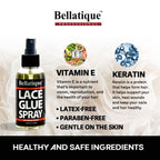 BELLATIQUE Lace Glue Spray (4.06 oz) - Extreme Hold. Edges Appear Natural, Humidity Resistant, Sweat Resistant, All Day Hold, Quick Drying, Flake Free, Easily Removed, Quick & Easy.