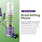 ORS Olive Oil Braidzone Braid Setting Mousse with Lavender, Acai & Batana Oil 7 Ounces