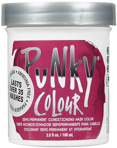 Punky Rose Red Semi Permanent Hair Color - Vegan & Cruelty-Free Conditioning Hair Dye, Lasts Up to 35 Washes, 3.5 fl oz