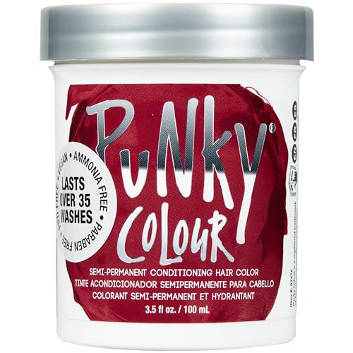 Punky Red Wine Semi Permanent Hair Color - Vegan & Cruelty-Free Conditioning Red Hair Dye, Lasts Up to 35 Washes, 3.5 fl oz