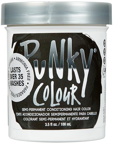 Punky Ebony Semi Permanent Hair Color - Vegan & Cruelty-Free Conditioning Hair Dye, Lasts Up to 35 Washes, 3.5 fl oz