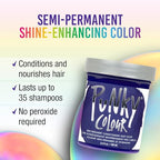 Punky Violet Semi Permanent Hair Color – Vegan, Cruelty-Free Conditioning Violet Hair Dye for Bleached & Pre-Lightened Hairs Lasts 35 Washes, 3.5 fl oz