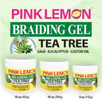 PINK LEMON Braiding Gel - Tea Tree - Maximum Hold, No Flaking, Long Lasting Hold, High Shine. For Micro, Inter, Dread, Faux, Loc, Twist, Braid, Edge. (15 oz)