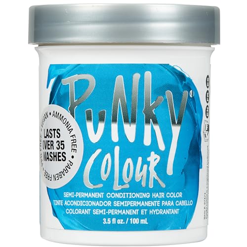 Punky Colour Semi Permanent Hair Color – Conditioning Blue Hair Dye for Vibrant Blue Hairs, Vegan, Cruelty-Free, Lasts up to 35 Washes, 3.5 oz