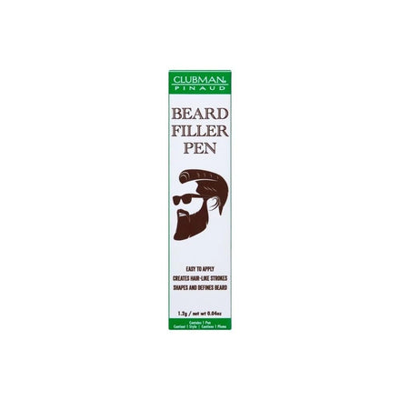 Clubman Pinaud Beard Filler Pen - Men's Hair Care Liquid, Single Item, Creates Natural Hair-Like Strokes, Brown Shade