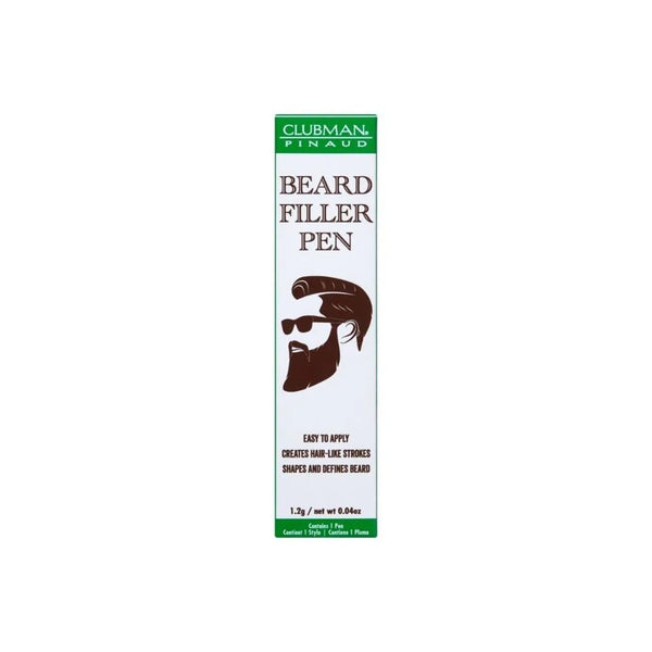 Clubman Pinaud Beard Filler Pen - Men's Hair Care Liquid, Single Item, Creates Natural Hair-Like Strokes, Brown Shade