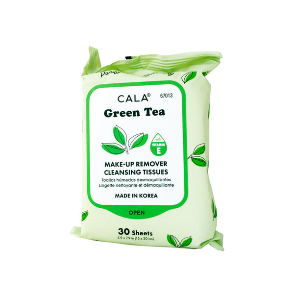 Cala Green Tea Micellar Makeup Remover Cleansing Tissues - 30 Sheets, Waterproof, Moisturizer-Infused, Olive-Enhanced, Antioxidant-Rich, Nourishing, Soothing, Gentle For All Skin Types, Daily Hydratin