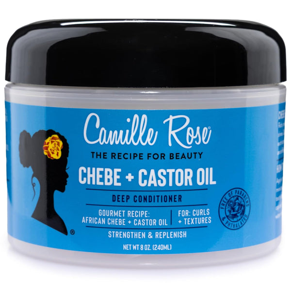 Black Castor Oil + Chebe Deep Conditioner for Dry, Damaged Hair – Strengthen & Replenish Moisture, Revitalize Textured, Curly Hair, 8 Oz