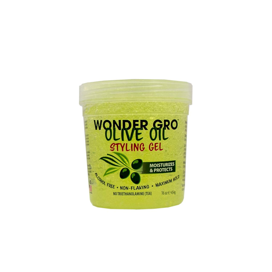 Wonder Gro Olive Oil Haircare Gel, 16 fl oz - Non-Flaking, Alcohol-Free - Moisturizes, Protects Dry, Frizzy Hair