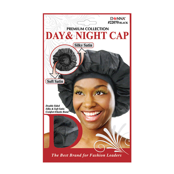 Donna Premium Collection Day & Night Cap Silky Satin Black