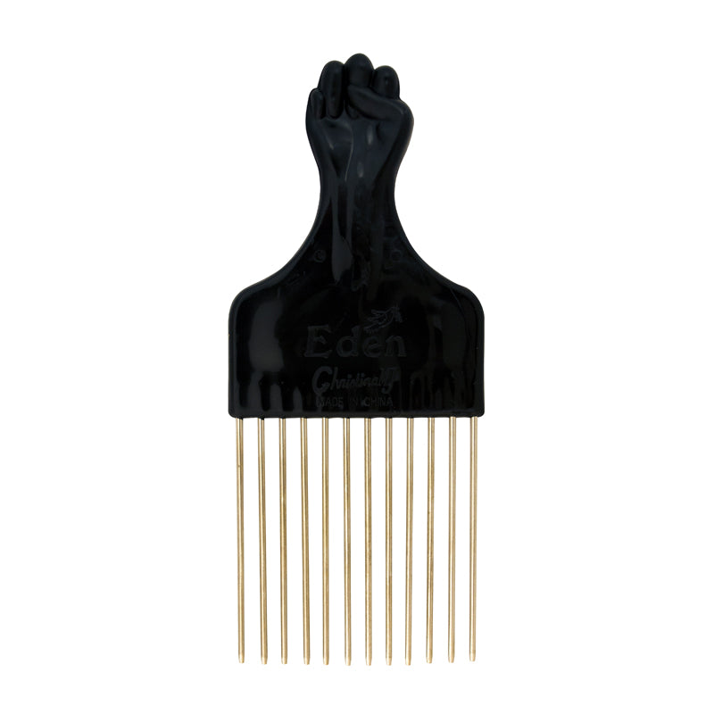 Classic Afro Hair Fan Pik Pick Metal Pins Fist, Lift, Styling, Professional Salon Quality (Medium)