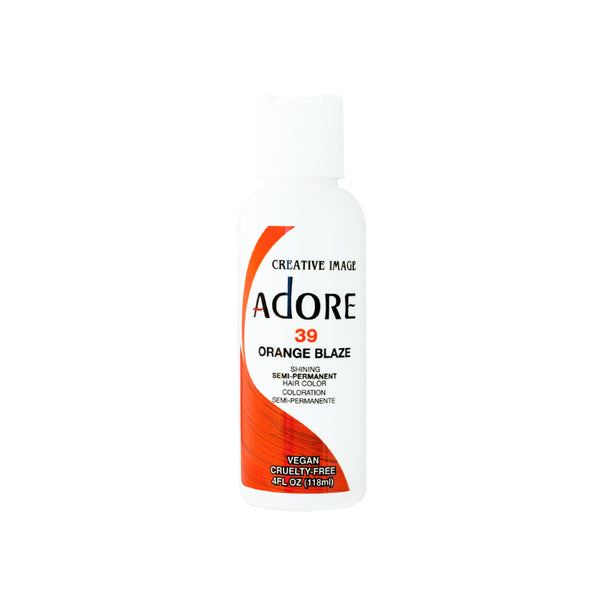 Adore Semi Permanent Hair Color (039 Orange Blaze) | Vegan & Cruelty-Free Orange Hair Dye | No Ammonia, No Peroxide, No Alcohol | 4 Fl Oz