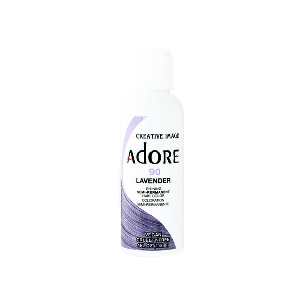 Adore Semi Permanent Hair Color (090 Lavender) | Vegan & Cruelty-Free Purple Hair Dye | No Ammonia, No Peroxide, No Alcohol | 4 Fl Oz