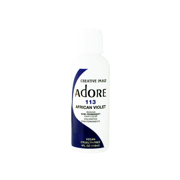 Adore Semi Permanent Hair Color (113 African Violet) | Vegan & Cruelty-Free Purple Hair Dye | No Ammonia, No Peroxide, No Alcohol | 4 Fl Oz