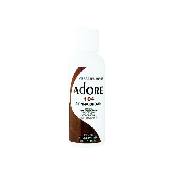 Adore Semi Permanent Hair Color (104 Sienna Brown) | Vegan & Cruelty-Free Brown Hair Dye | No Ammonia, No Peroxide, No Alcohol | 4 Fl Oz