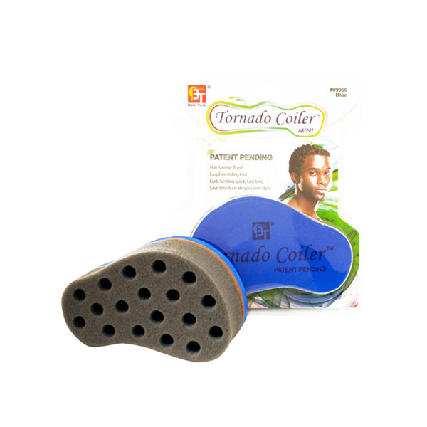 BEAUTY TOWN Heatless Tornado Coiler Mini Hair Styling Tool - 10 mm Oblong Hole, Blue, Fast Curling, Time-Saving Hair Brush