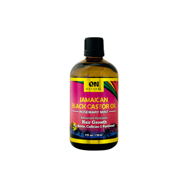 ON Natural Jamaican Black Castor Oil - Rosemary Mint, 4 oz, Herbal Haircare Product with Biotin for Cleansing & Hair Growth