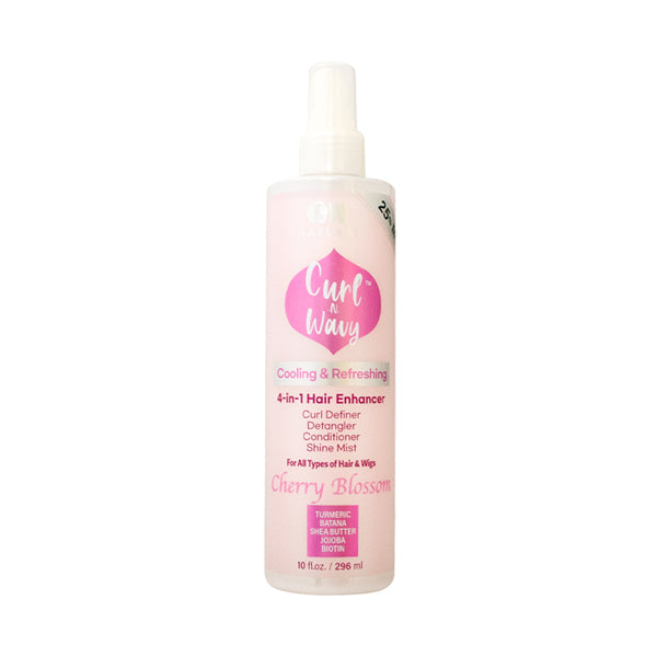 ON Natural Curl-N-Wavy 4-in-1 Liquid Hair Enhancer Conditioner - Lightweight Daily Haircare Treatment for Curly Hair, Anti-Frizz Smooth Formula, Cherry Blossom-Scented, 10 oz