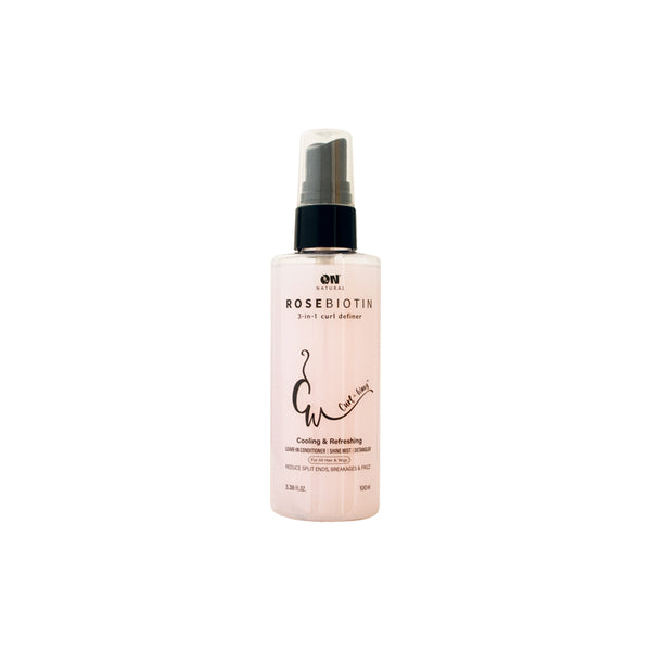 ON Natural 3-in-1 Haircare Curl Definer Cream - 3.4 oz, Rose Biotin, Lightweight, Glossy for Women's Curly Hair