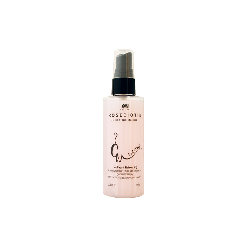 ON Natural 3-in-1 Haircare Curl Definer Cream - 3.4 oz, Rose Biotin, Lightweight, Glossy for Women's Curly Hair