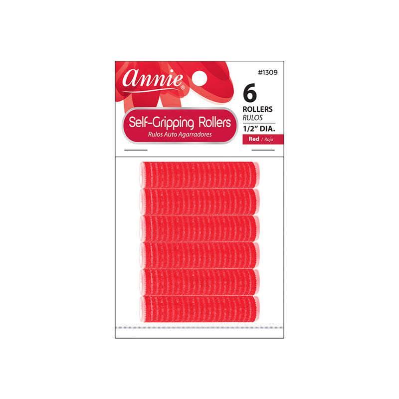 Annie Self-Gripping Rollers #1309, 6 Count Red Small 1/2 Inch (2 Pack)