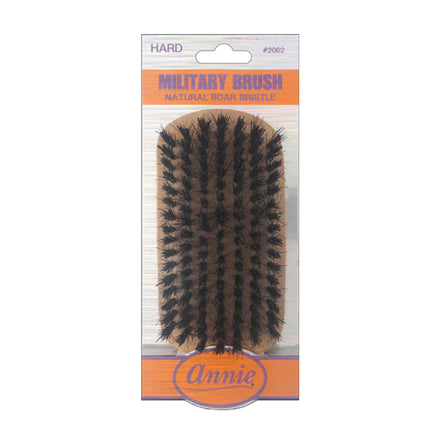 Annie HARD Military Reinforced Boar & Nylon Bristle Wave Hair Brush, 2" x 4" x 1 1/2", Light Brown, Men's Natural Hair Durag Brush