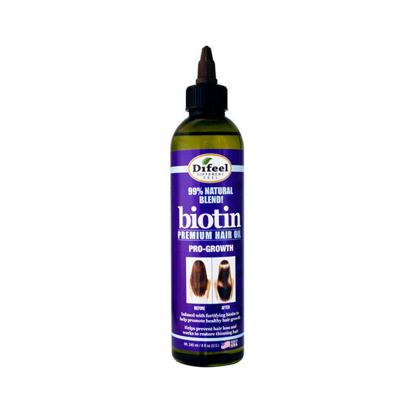 Difeel Biotin Pro-Growth Hair Oil Serum, 8 oz Unisex Haircare Product - Strengthens Strands, Cuts Breakage, Supports Thicker-Looking Locks, Lightweight Nourishing Formula, Made in USA