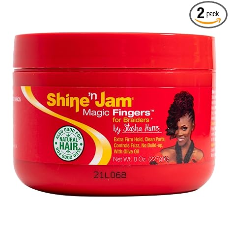 Ampro SHINE N JAM MAGIC FINGER PRO BRAID GEL - 8oz Strong Hold Shiny Curls Lightweight Haircare Styling Mousse