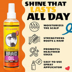 AllDay Locks Braid Oil - Spray On Hair Oil for Braid & Scalp Care, for Men and Women, Moisturizing and Strengthening Treatment, Hair Oil for Dry Scalp and Tension Relief - 8 oz Bottle
