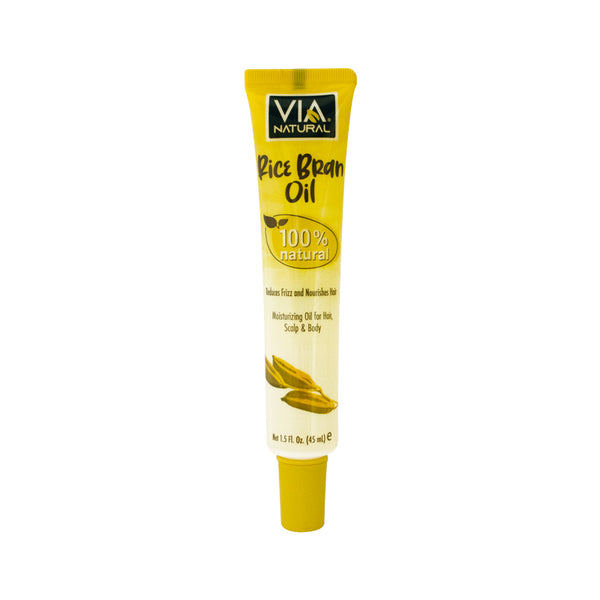 Via Natural 100% Natural Rice Bran Hair Oil for Haircare, Moisturizing Hair Treatment, 1.5 Fl Oz (Pack of 1)