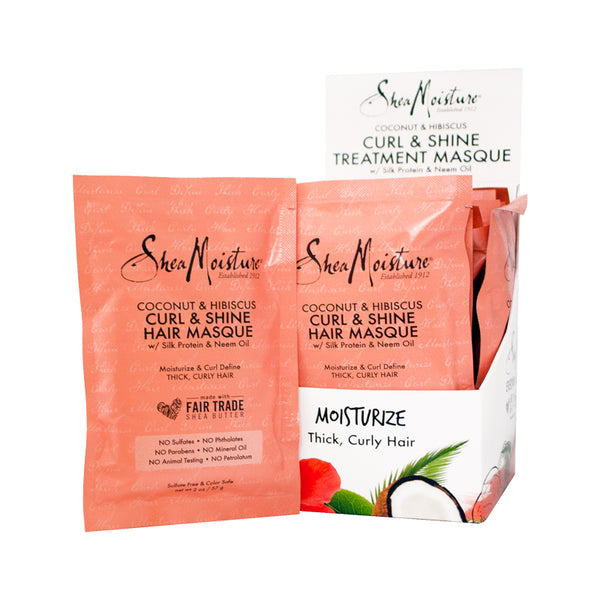 SheaMoisture Organic Coconut & Hibiscus Hydrating Hair Masque - Nourishing, Smooth, Frizz-Control Conditioner with Shea Butter for Dry Curls, 2 oz