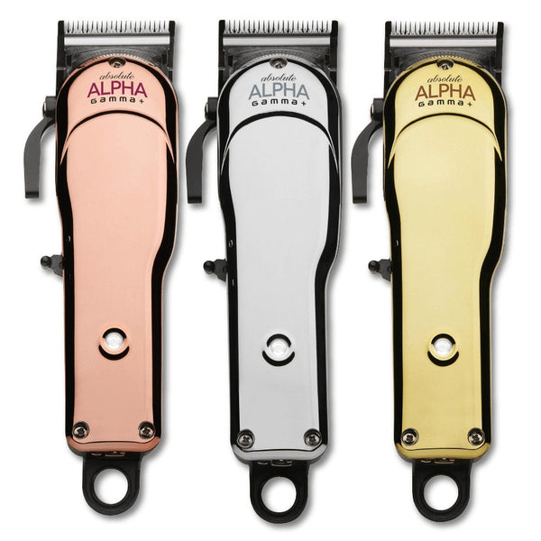 GAMMA+ Absolute Alpha Professional Modular USB Cordless Clipper with 5 Dub Magnetic Guards, Matte Silver, Rose Gold, and Gold