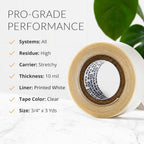 Walker Tape No-Shine Roll 3/4 x 3 Yards for Wig Installs, Lace Systems, Toupee Applications, Hair Tape Prep and Adhesive Strips Use Offering Hypoallergenic Comfort, Maximum Hold and Low-Visibility