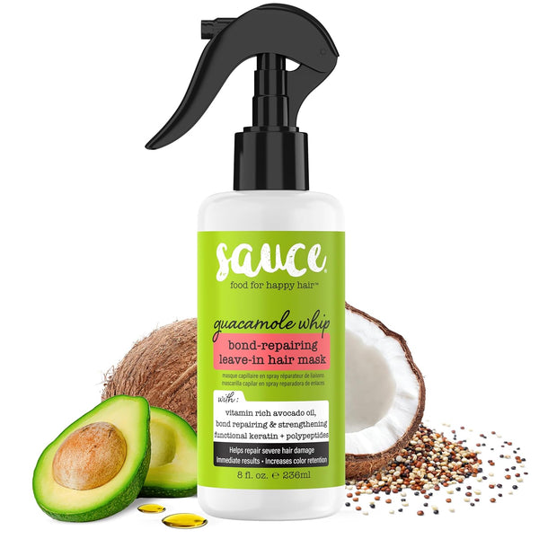 Sauce Beauty Fragranced Honey Bond-Repairing Leave-In Hair Mask (Guacamole Whip) - Fragrance & Aroma Glossy Hair Treatment for Adults, 8 fl oz (236 ml)