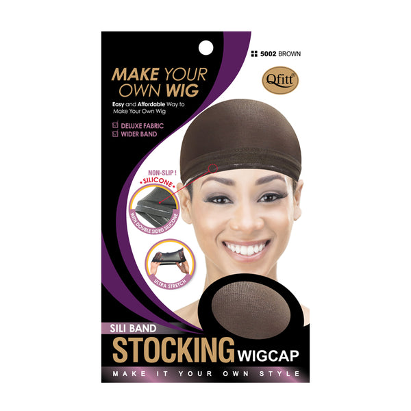 M&M #5002 SILI BAND STOCKING WIG CAP BROWN