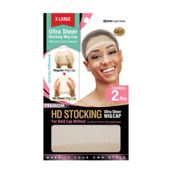 M&M #5243 HD STOCKING WIG CAP LIGHT NUDE X-LARGE