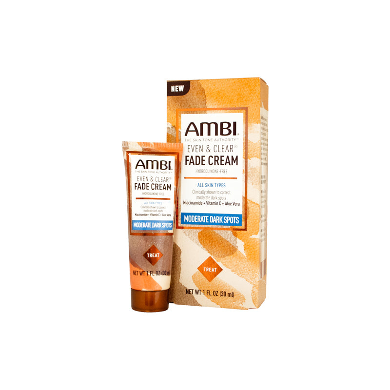 Ambi Even & Clear Fade Cream, Hydroquinone-free, Hyperpigmentation Treatment, Dark Spot Corrector, Results In As Little As 4 Weeks, Niacinamide, Aloe Vera, Vitamin C, 1 Fl Oz