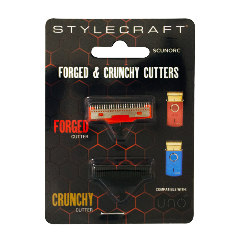 StyleCraft Facial Stainless Steel Uno Foil Shaver Cutter Blades Multi-Pack (2-Piece) - 1 Red Crunchy, 1 Black Forged, Brush-Compatible Daily Replacement for Cordless Electric Shavers