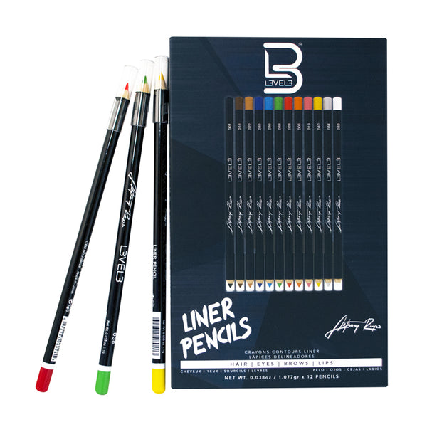 Level 3 Color Liner Pencils - Hair Tattoo, Hairline Outliner and Design Pen - Professional Barber Engraving and Portrait Lining Pencil