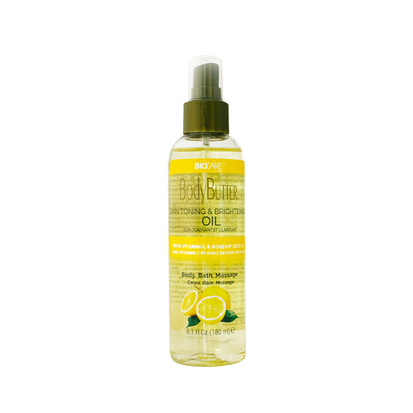 Biocare Skin Toning & Brightening Oil - Infused with Vitamin C, Rosehip Seed Oil, Vitamin E - Nourishing and Non-Greasy Body Oil for Hydrated, Radiant, Even Skin Texture and Complexion - 6 Oz