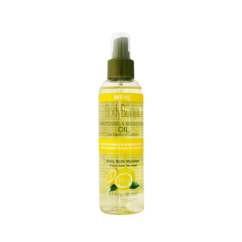 Biocare Skin Toning & Brightening Oil - Infused with Vitamin C, Rosehip Seed Oil, Vitamin E - Nourishing and Non-Greasy Body Oil for Hydrated, Radiant, Even Skin Texture and Complexion - 6 Oz