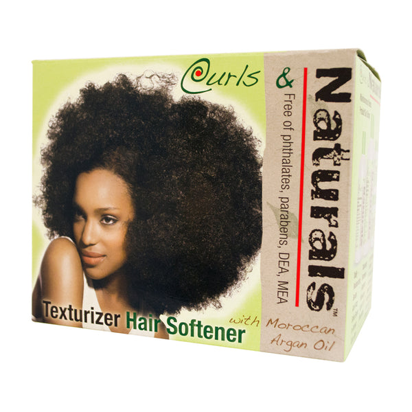 Curls & Naturals Texturizer Hair Softener Kit - 5oz No-Mix Cream, 1oz Cleanser, Conditioner with Moroccan Argan Oil, Coconut Oil & Keratin - Youth-Focused Haircare for Strengthening, Moisturizing Any 